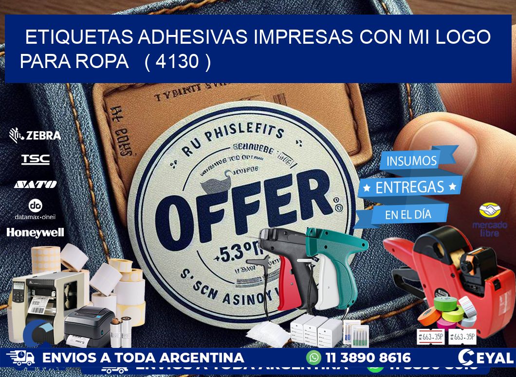 ETIQUETAS ADHESIVAS IMPRESAS CON MI LOGO PARA ROPA   ( 4130 )