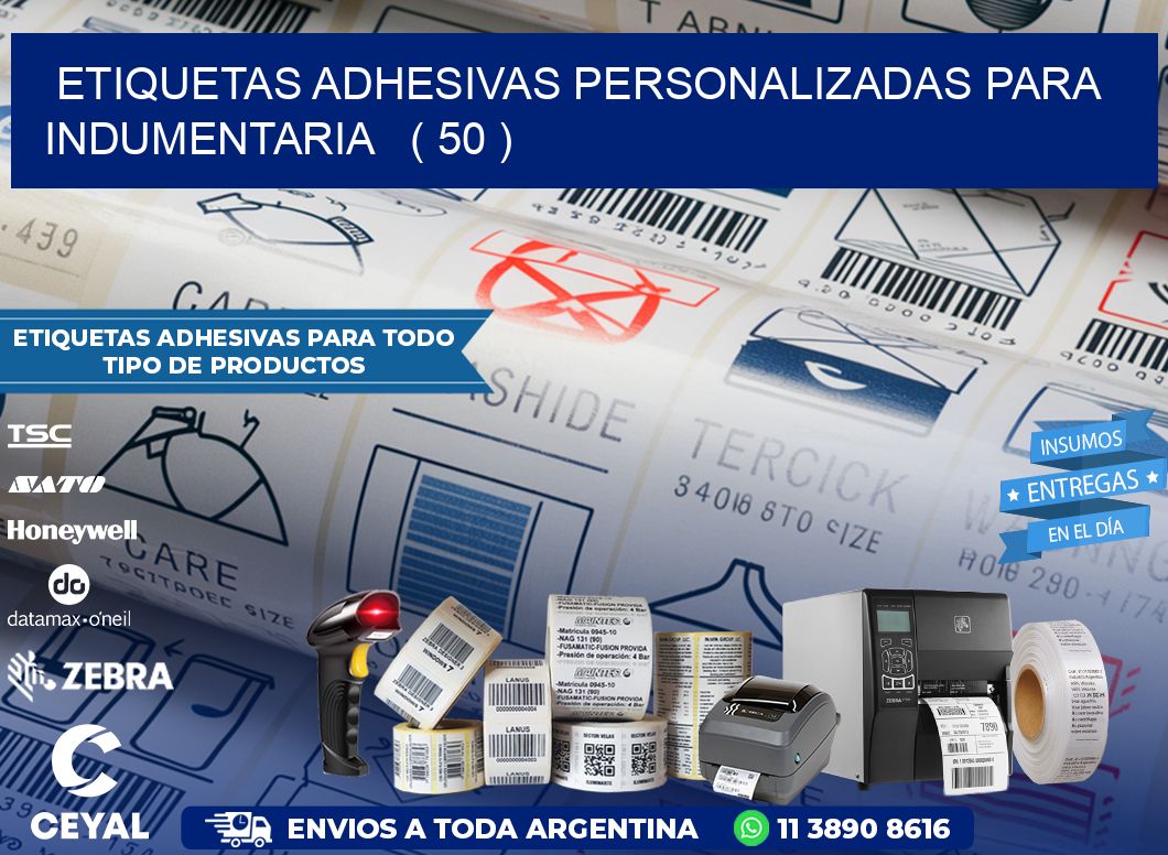 ETIQUETAS ADHESIVAS PERSONALIZADAS PARA INDUMENTARIA   ( 50 )