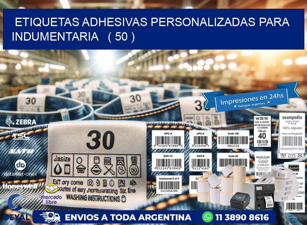 ETIQUETAS ADHESIVAS PERSONALIZADAS PARA INDUMENTARIA   ( 50 )