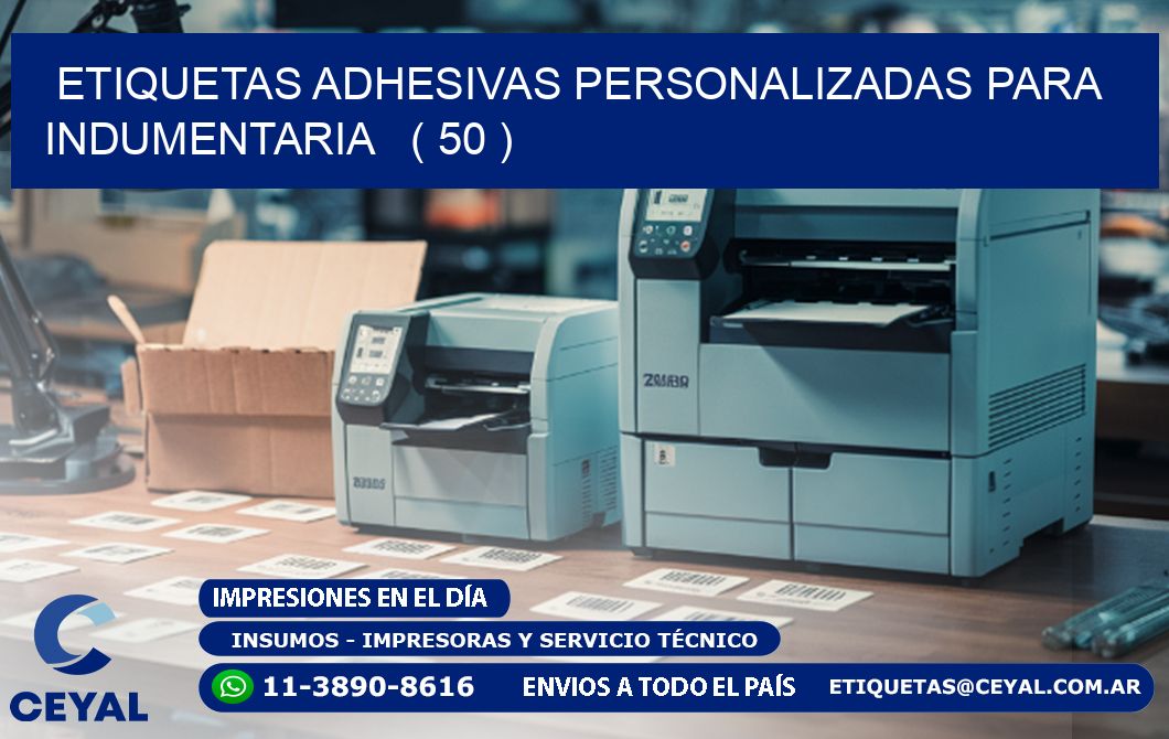 ETIQUETAS ADHESIVAS PERSONALIZADAS PARA INDUMENTARIA   ( 50 )