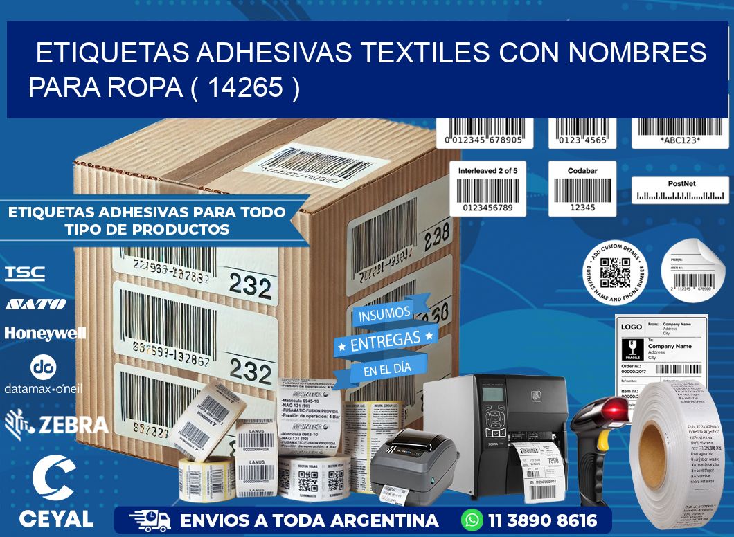 ETIQUETAS ADHESIVAS TEXTILES CON NOMBRES PARA ROPA ( 14265 )