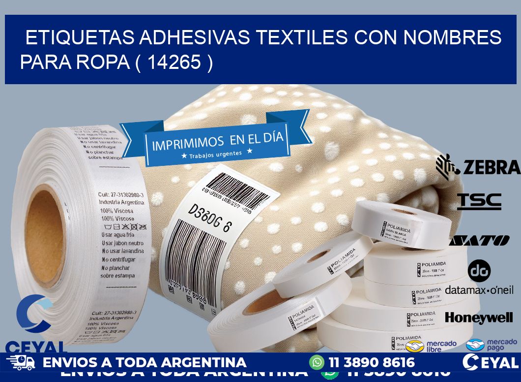 ETIQUETAS ADHESIVAS TEXTILES CON NOMBRES PARA ROPA ( 14265 )