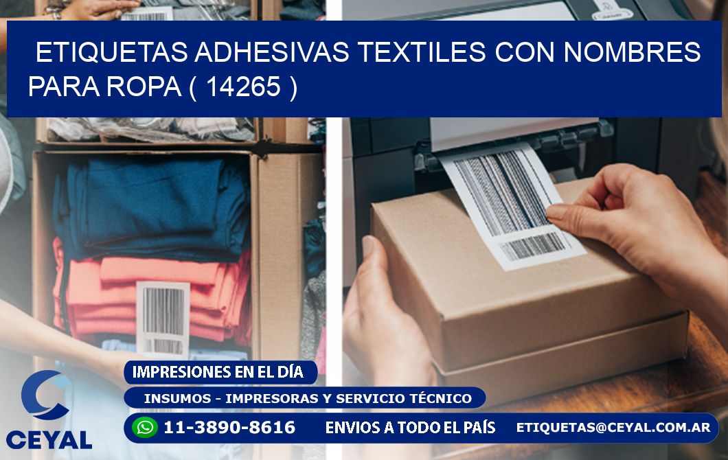 ETIQUETAS ADHESIVAS TEXTILES CON NOMBRES PARA ROPA ( 14265 )