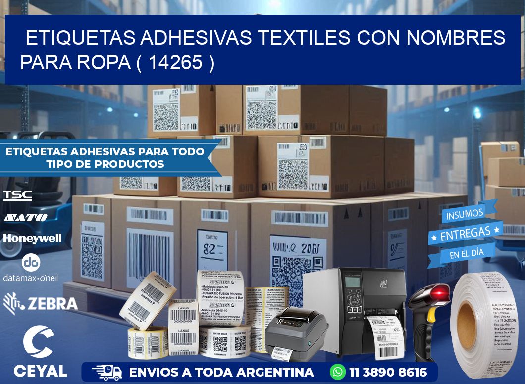 ETIQUETAS ADHESIVAS TEXTILES CON NOMBRES PARA ROPA ( 14265 )