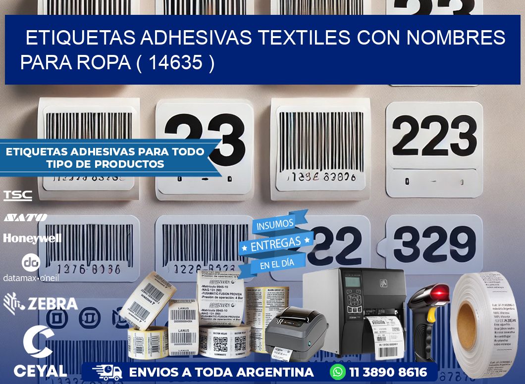 ETIQUETAS ADHESIVAS TEXTILES CON NOMBRES PARA ROPA ( 14635 )