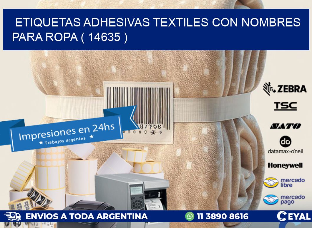 ETIQUETAS ADHESIVAS TEXTILES CON NOMBRES PARA ROPA ( 14635 )