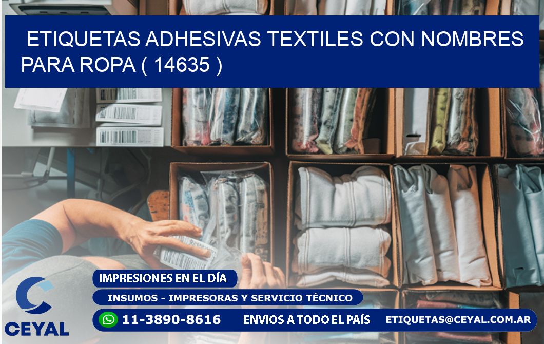 ETIQUETAS ADHESIVAS TEXTILES CON NOMBRES PARA ROPA ( 14635 )