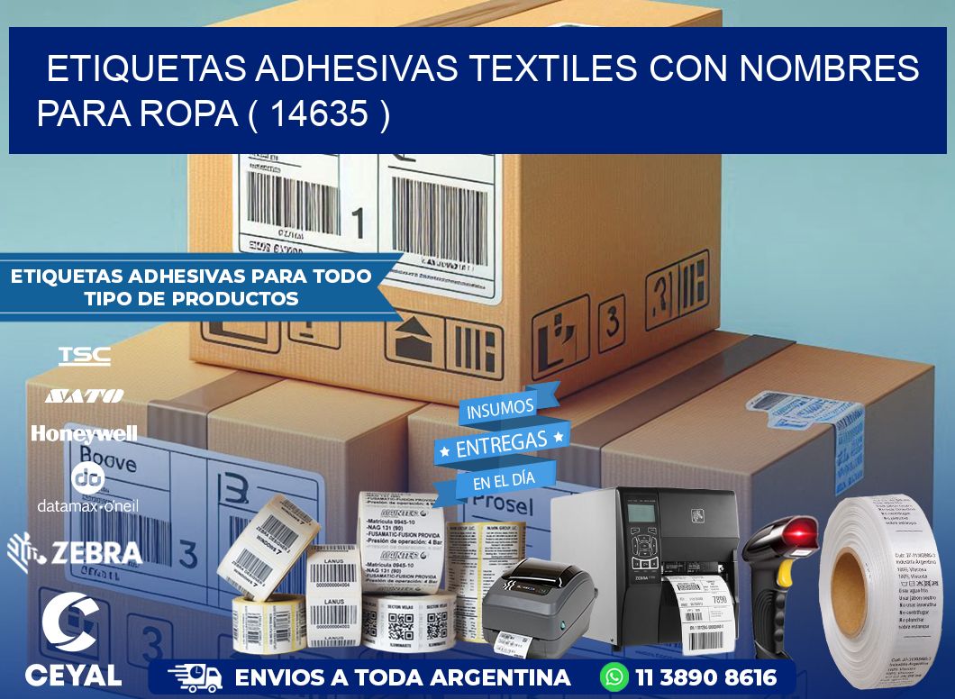 ETIQUETAS ADHESIVAS TEXTILES CON NOMBRES PARA ROPA ( 14635 )