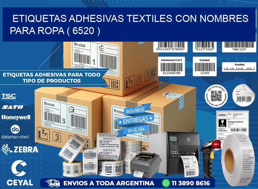 ETIQUETAS ADHESIVAS TEXTILES CON NOMBRES PARA ROPA ( 6520 )