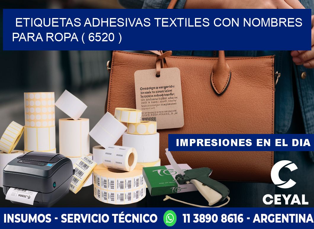 ETIQUETAS ADHESIVAS TEXTILES CON NOMBRES PARA ROPA ( 6520 )