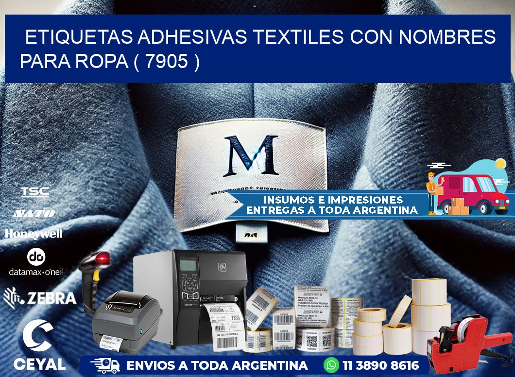 ETIQUETAS ADHESIVAS TEXTILES CON NOMBRES PARA ROPA ( 7905 )