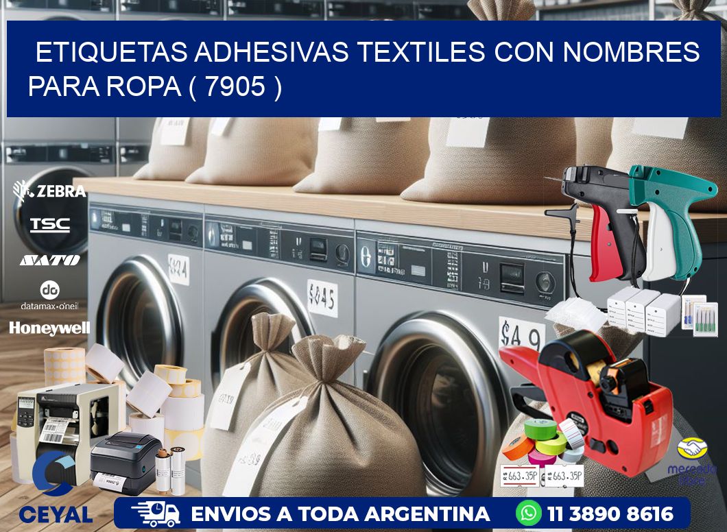 ETIQUETAS ADHESIVAS TEXTILES CON NOMBRES PARA ROPA ( 7905 )