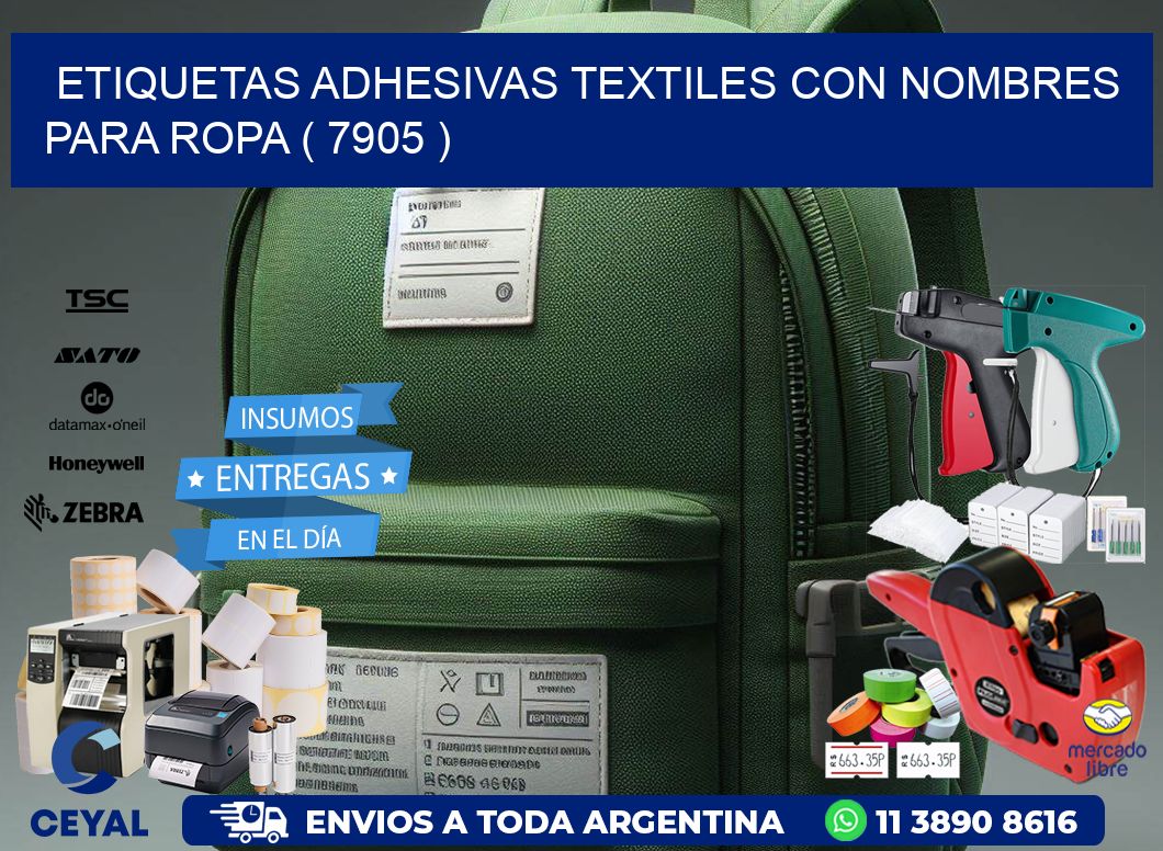 ETIQUETAS ADHESIVAS TEXTILES CON NOMBRES PARA ROPA ( 7905 )