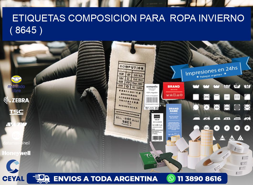 ETIQUETAS COMPOSICION PARA  ROPA INVIERNO   ( 8645 )
