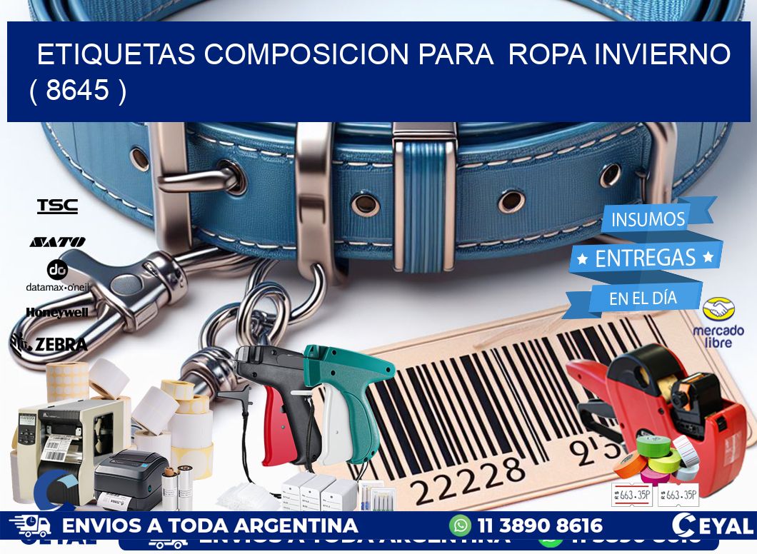 ETIQUETAS COMPOSICION PARA  ROPA INVIERNO   ( 8645 )