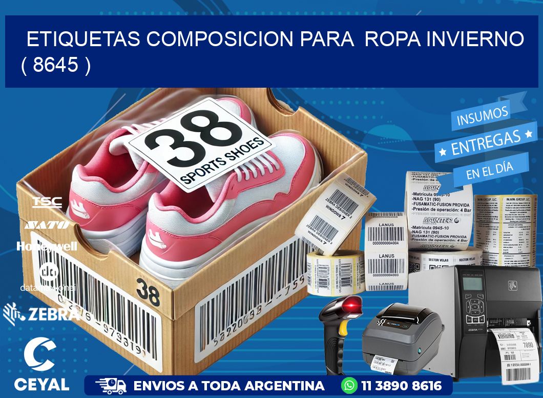 ETIQUETAS COMPOSICION PARA  ROPA INVIERNO   ( 8645 )