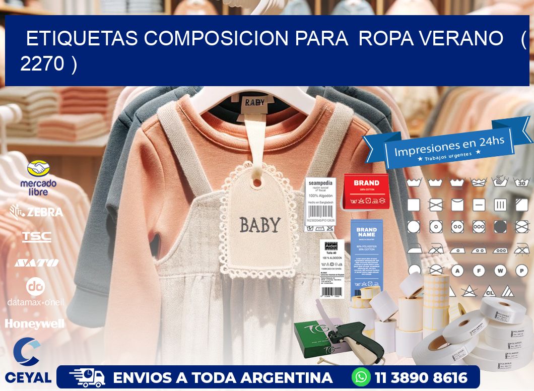 ETIQUETAS COMPOSICION PARA  ROPA VERANO   ( 2270 )