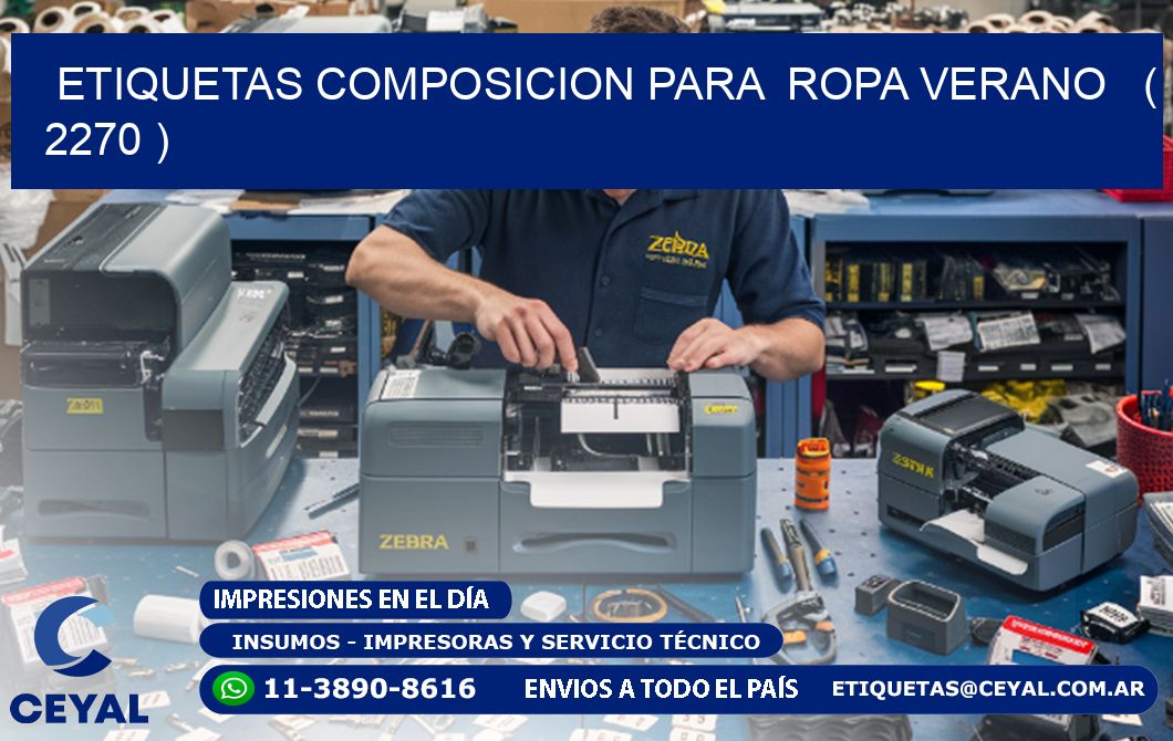 ETIQUETAS COMPOSICION PARA  ROPA VERANO   ( 2270 )