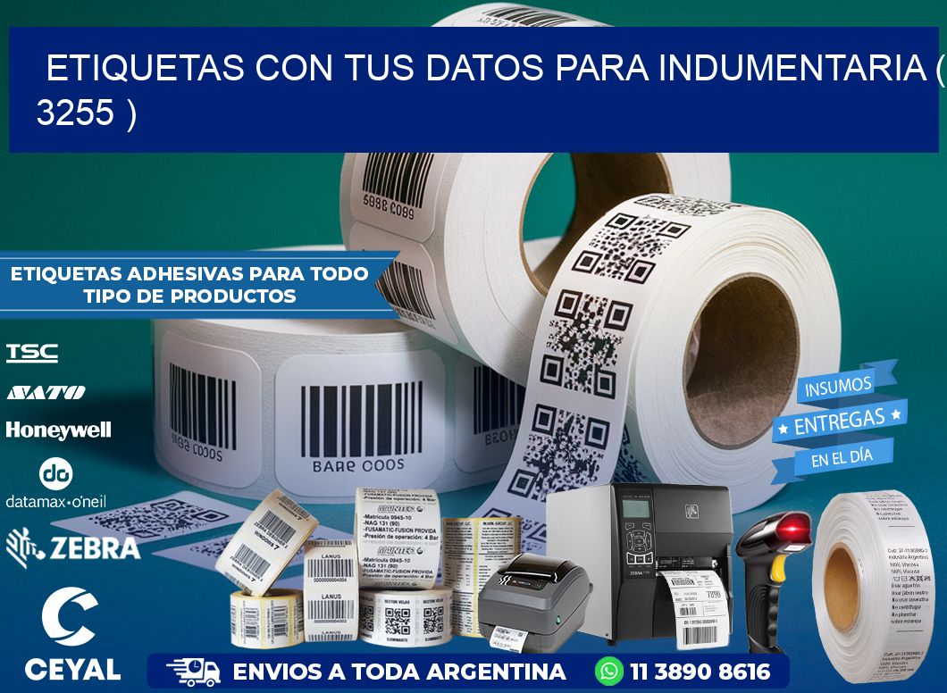 ETIQUETAS CON TUS DATOS PARA INDUMENTARIA ( 3255 )