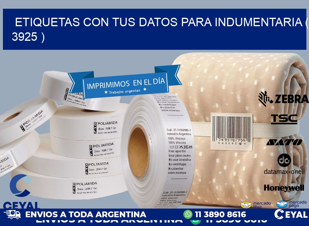ETIQUETAS CON TUS DATOS PARA INDUMENTARIA ( 3925 )