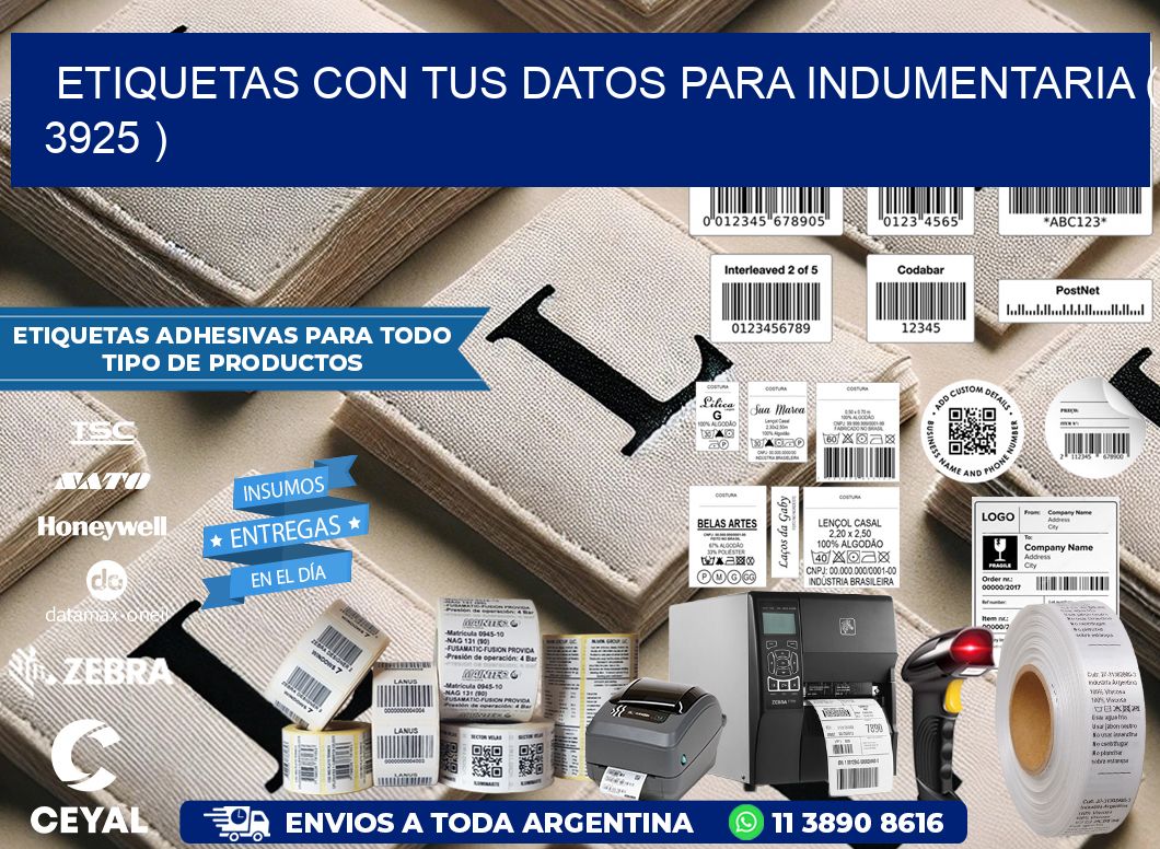 ETIQUETAS CON TUS DATOS PARA INDUMENTARIA ( 3925 )