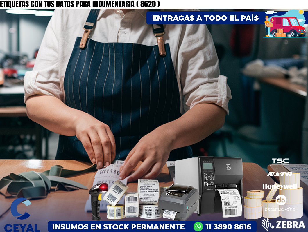 ETIQUETAS CON TUS DATOS PARA INDUMENTARIA ( 8620 )