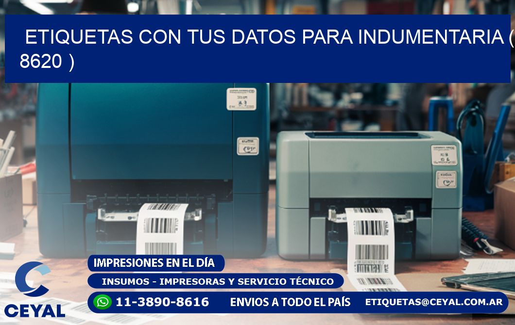 ETIQUETAS CON TUS DATOS PARA INDUMENTARIA ( 8620 )