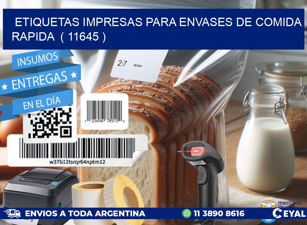 ETIQUETAS IMPRESAS PARA ENVASES DE COMIDA RAPIDA  ( 11645 )