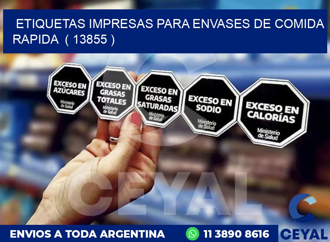 ETIQUETAS IMPRESAS PARA ENVASES DE COMIDA RAPIDA  ( 13855 )