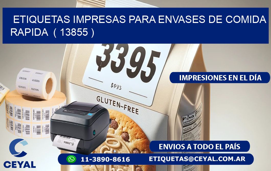 ETIQUETAS IMPRESAS PARA ENVASES DE COMIDA RAPIDA  ( 13855 )