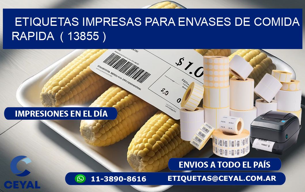 ETIQUETAS IMPRESAS PARA ENVASES DE COMIDA RAPIDA  ( 13855 )