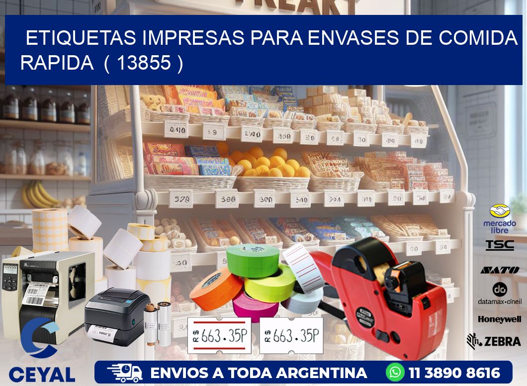 ETIQUETAS IMPRESAS PARA ENVASES DE COMIDA RAPIDA  ( 13855 )