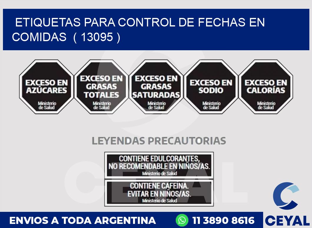 ETIQUETAS PARA CONTROL DE FECHAS EN COMIDAS  ( 13095 )