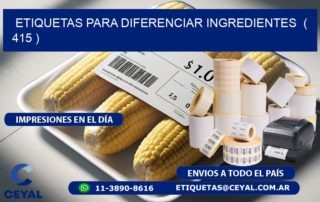ETIQUETAS PARA DIFERENCIAR INGREDIENTES  ( 415 )