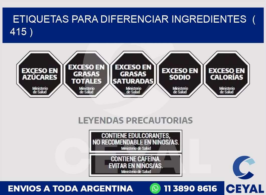 ETIQUETAS PARA DIFERENCIAR INGREDIENTES  ( 415 )
