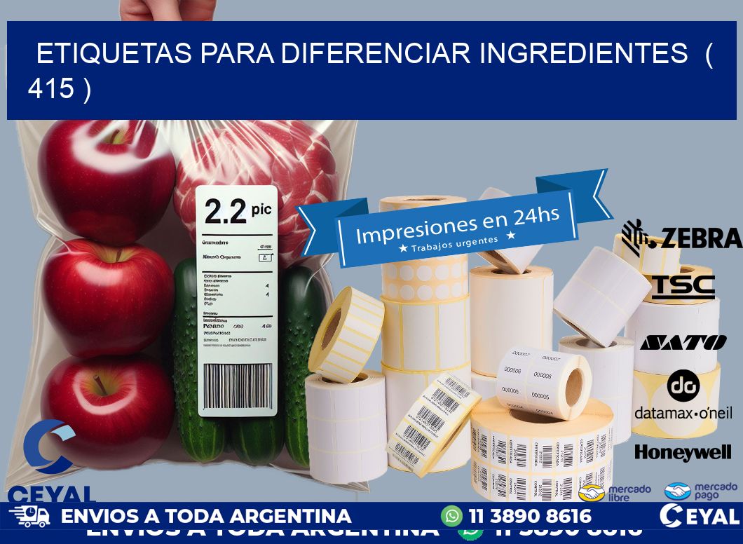 ETIQUETAS PARA DIFERENCIAR INGREDIENTES  ( 415 )
