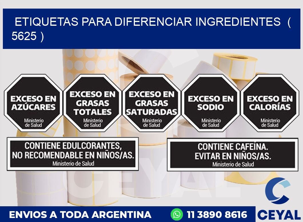 ETIQUETAS PARA DIFERENCIAR INGREDIENTES  ( 5625 )