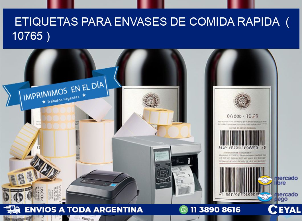 ETIQUETAS PARA ENVASES DE COMIDA RAPIDA  ( 10765 )