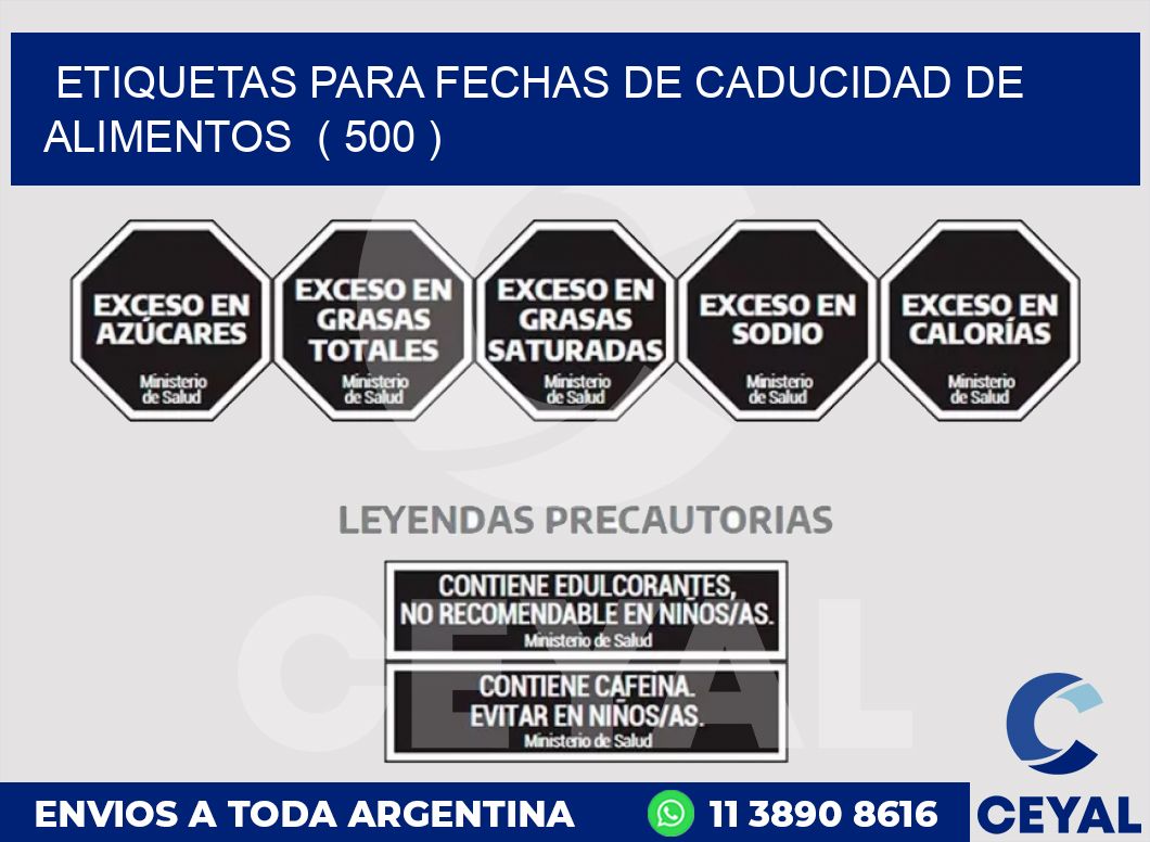 ETIQUETAS PARA FECHAS DE CADUCIDAD DE ALIMENTOS  ( 500 )