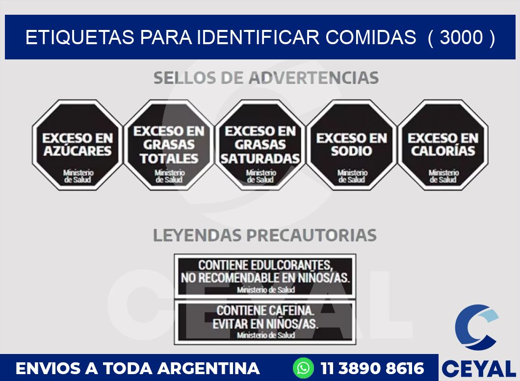 ETIQUETAS PARA IDENTIFICAR COMIDAS  ( 3000 )