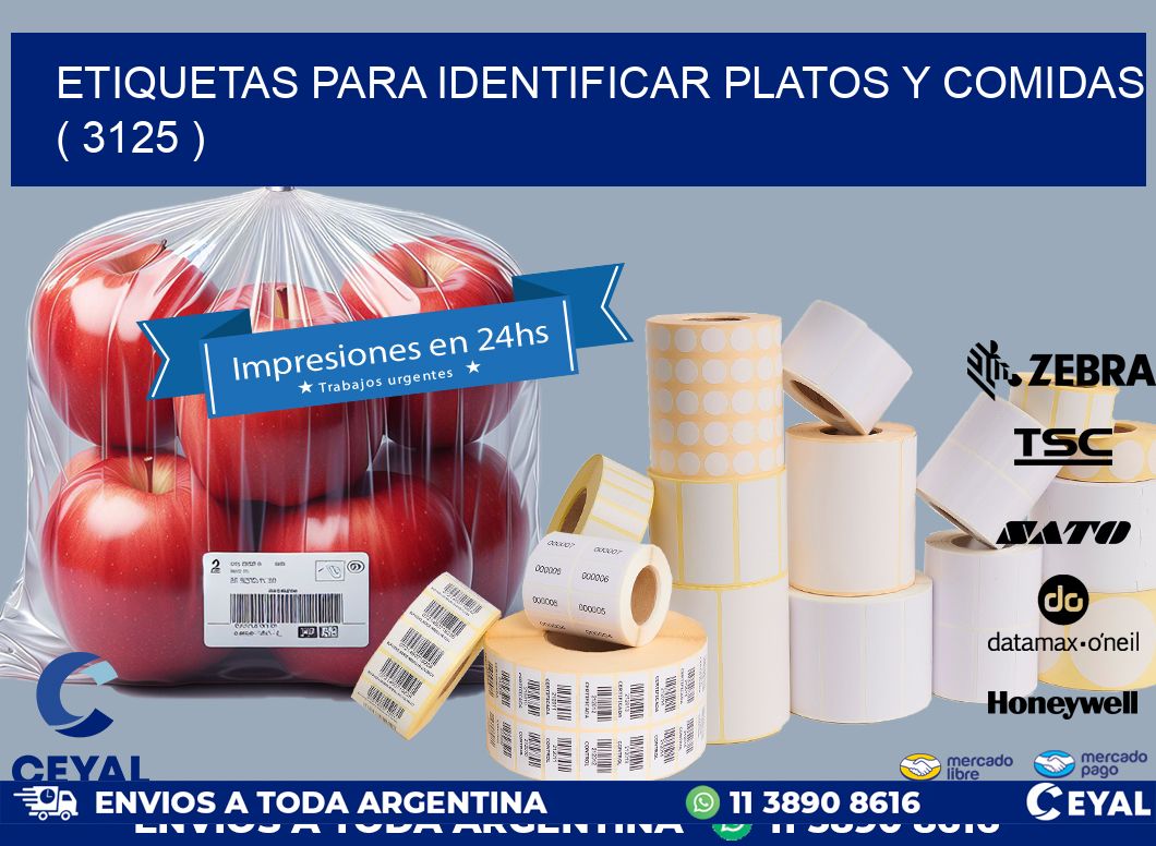 ETIQUETAS PARA IDENTIFICAR PLATOS Y COMIDAS  ( 3125 )