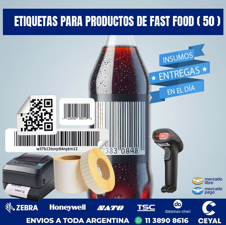 ETIQUETAS PARA PRODUCTOS DE FAST FOOD ( 50 )