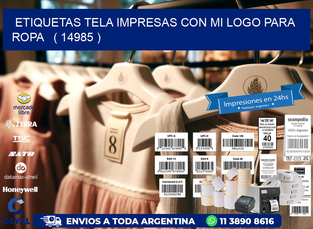 ETIQUETAS TELA IMPRESAS CON MI LOGO PARA ROPA   ( 14985 )