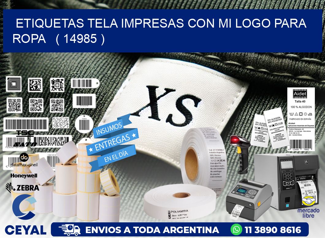 ETIQUETAS TELA IMPRESAS CON MI LOGO PARA ROPA   ( 14985 )