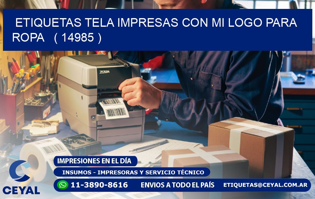 ETIQUETAS TELA IMPRESAS CON MI LOGO PARA ROPA   ( 14985 )