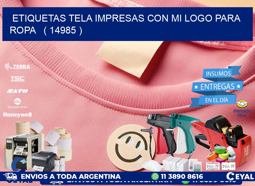 ETIQUETAS TELA IMPRESAS CON MI LOGO PARA ROPA   ( 14985 )