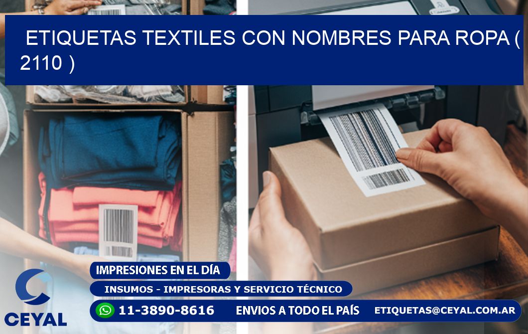ETIQUETAS TEXTILES CON NOMBRES PARA ROPA ( 2110 )