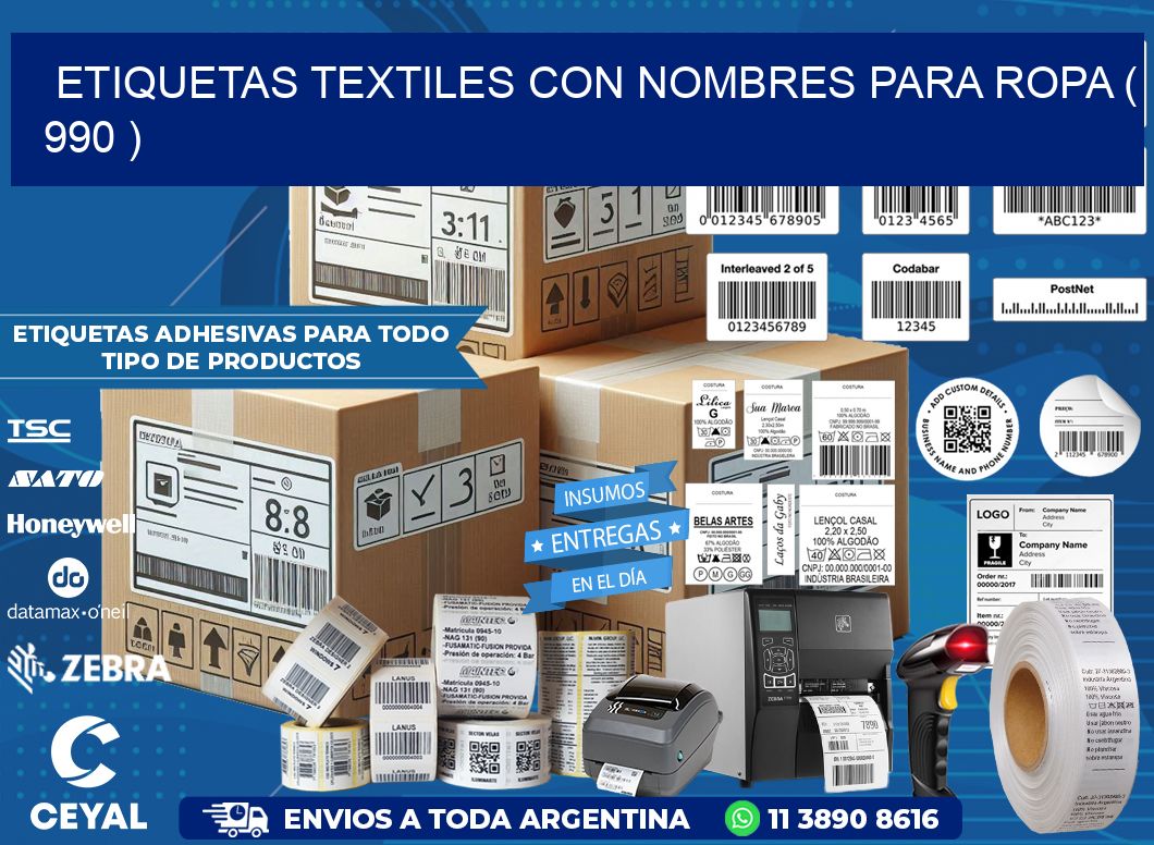 ETIQUETAS TEXTILES CON NOMBRES PARA ROPA ( 990 )