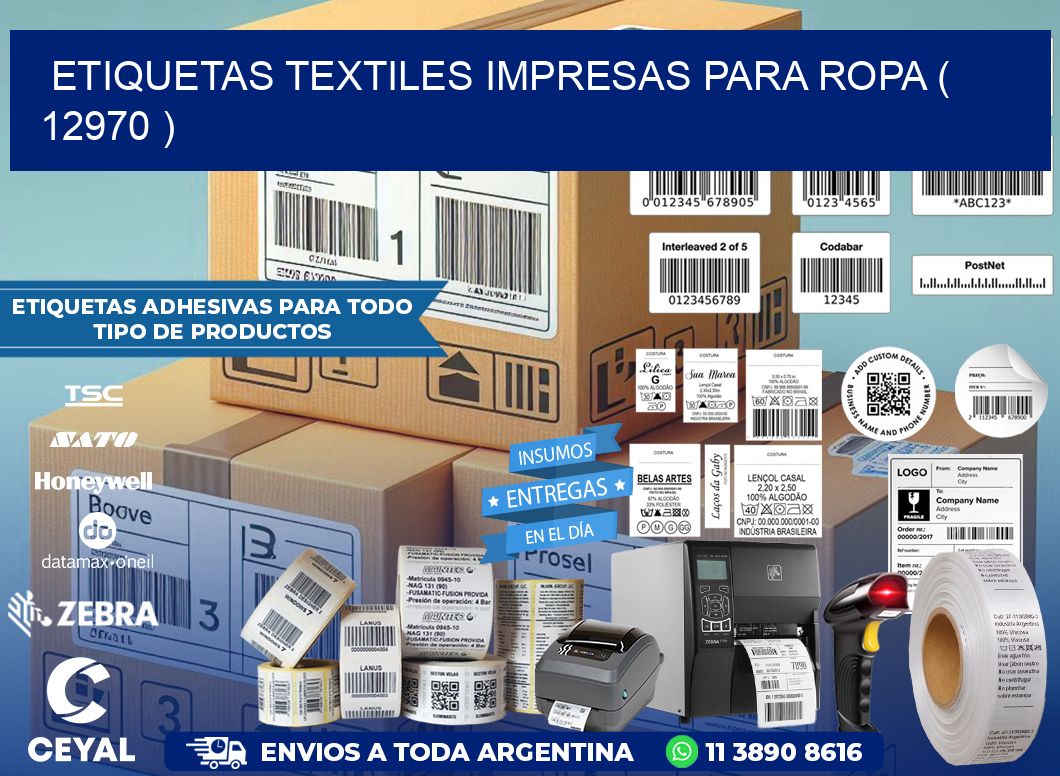 ETIQUETAS TEXTILES IMPRESAS PARA ROPA ( 12970 )