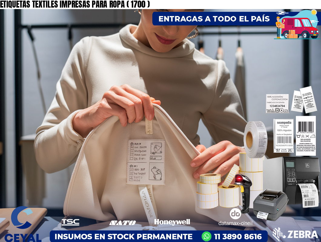 ETIQUETAS TEXTILES IMPRESAS PARA ROPA ( 1700 )